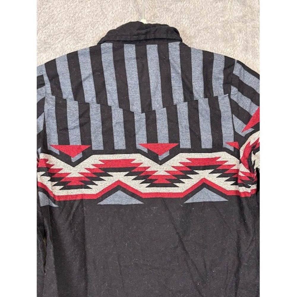 Roper Border Kids Large Black Southwestern Aztec‎ Western Button Down Shirt L - Picture 3 of 7